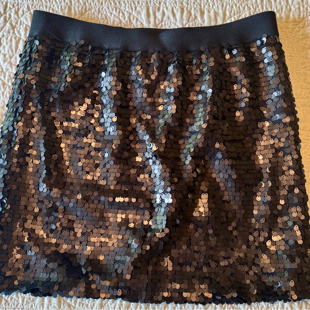 French Connection Black Sequin Mini Skirt Cocktail